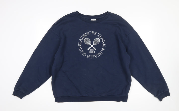 Slazenger Women Navy Blue Crew Neck Pullover Sweatshirt UK 14