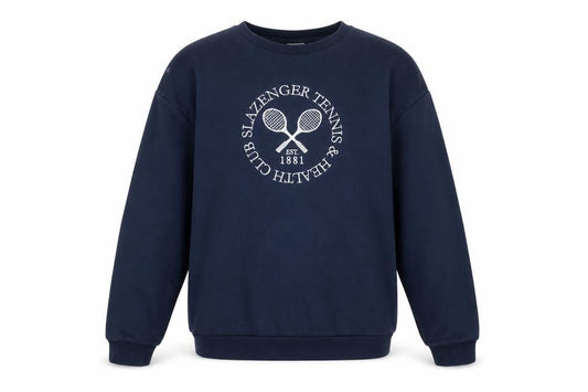 Front view of Slazenger Women Navy Blue Crew Neck Pullover Sweatshirt UK 14