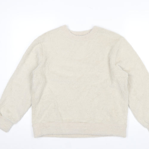 Marks and Spencer Women Beige Fleece Pullover Sweatshirt Size S