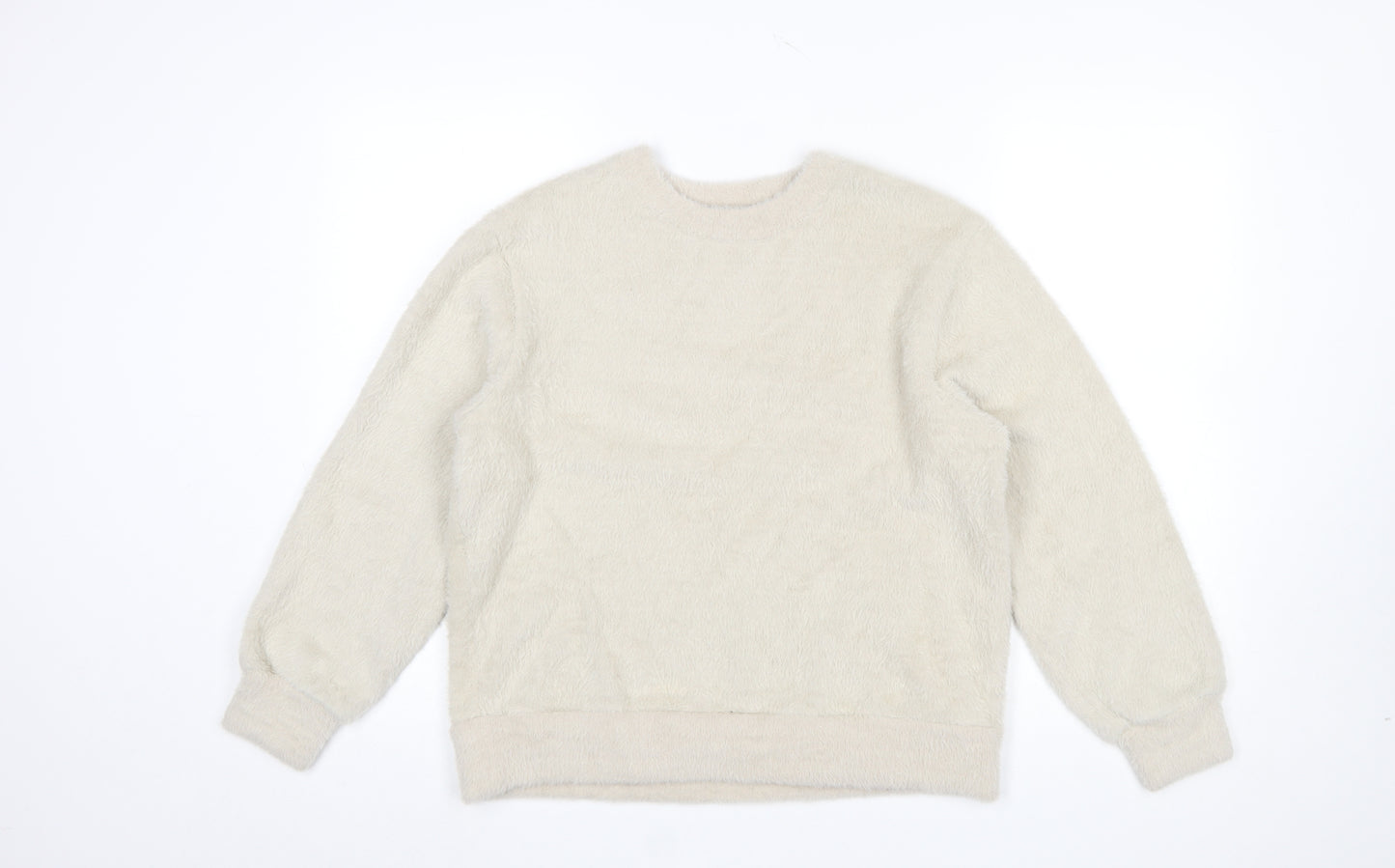 Marks and Spencer Women Beige Fleece Pullover Sweatshirt Size S