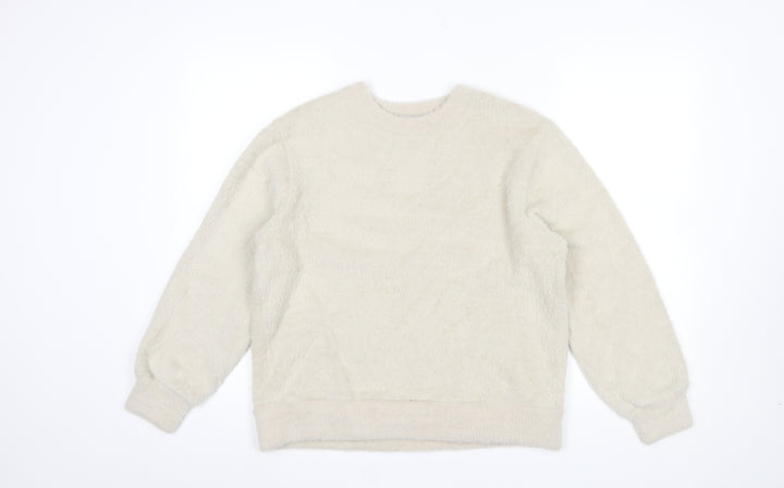 Marks and Spencer Women Beige Fleece Pullover Sweatshirt Size S