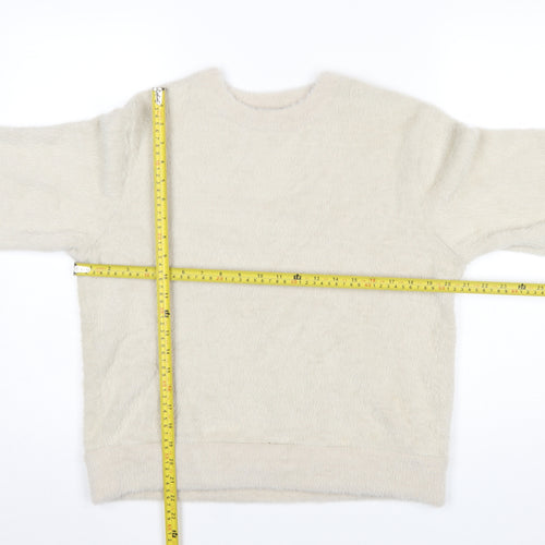 Marks and Spencer Women Beige Fleece Pullover Sweatshirt Size S