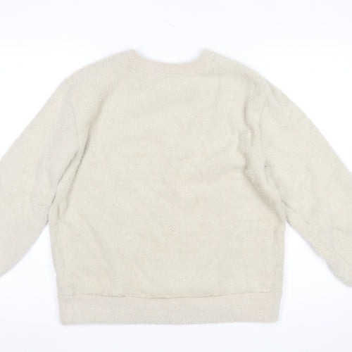 Marks and Spencer Women Beige Fleece Pullover Sweatshirt Size S