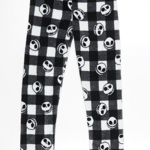 Primark Girls Black Check Jack Skellington Fleece Pyjama Pants 9-10 Years