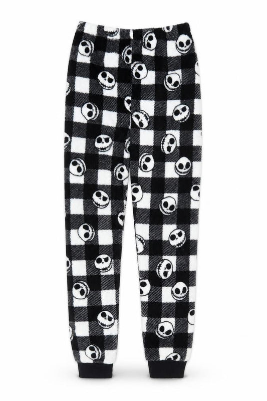 Primark Girls Black Check Jack Skellington Fleece Pyjama Pants 9-10 Years