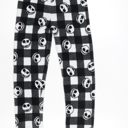 Primark Girls Black Check Jack Skellington Fleece Pyjama Pants 9-10 Years