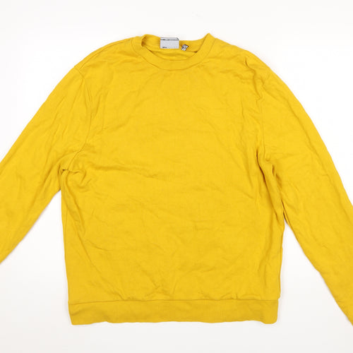 ASOS DESIGN Men's Yellow Sweatshirt L Regular Fit Crew Neck Pullover