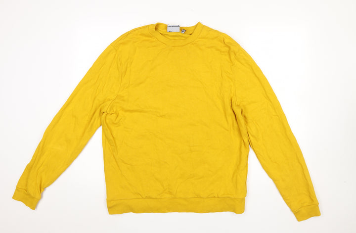 ASOS DESIGN Men's Yellow Sweatshirt L Regular Fit Crew Neck Pullover