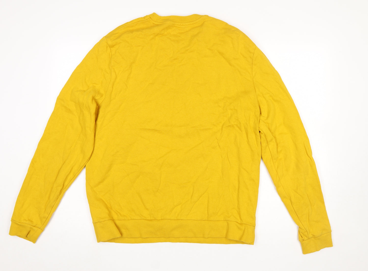 ASOS DESIGN Men's Yellow Sweatshirt L Regular Fit Crew Neck Pullover