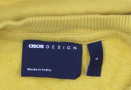 ASOS DESIGN Men's Yellow Sweatshirt L Regular Fit Crew Neck Pullover