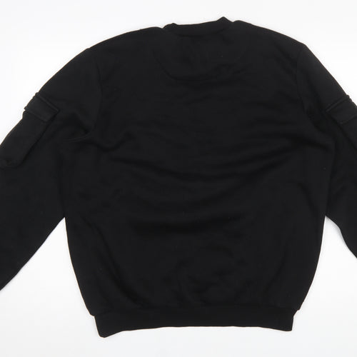 boohooMAN Men's Black Small Pullover Sweatshirt with Front Pocket