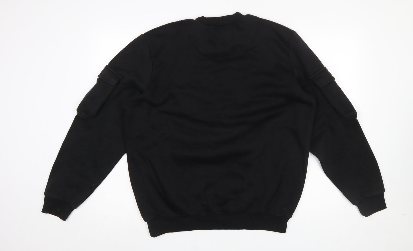 boohooMAN Men's Black Small Pullover Sweatshirt with Front Pocket