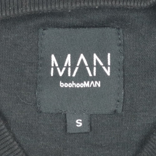 boohooMAN Men's Black Small Pullover Sweatshirt with Front Pocket