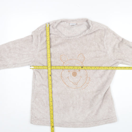 Disney Winnie the Pooh Women Beige Fleece Long Sleeve Pyjama Top Size 12-14