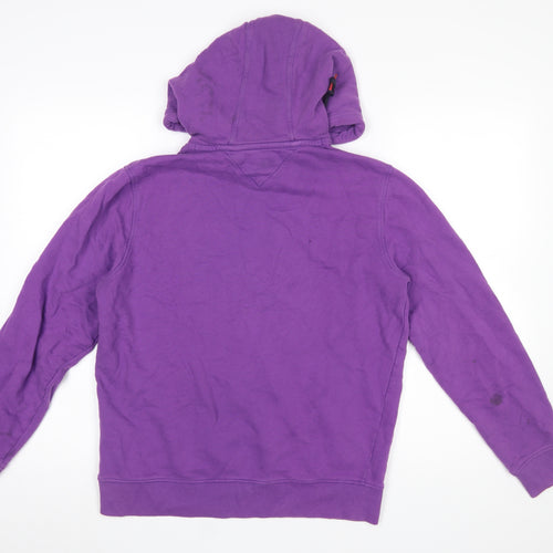 Tommy Jeans Men Purple Hoodie M Pullover Graphic Print Cotton