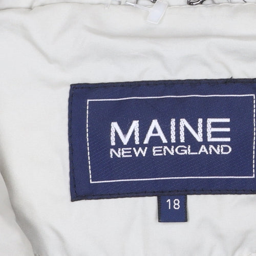Maine New England Women's Beige Size 18 Parka Jacket with Zip & Button Detail