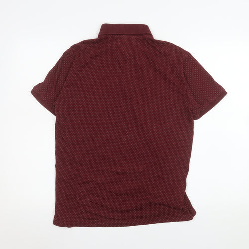 Original Penguin Men's Red Geometric Cotton Polo Shirt Size S
