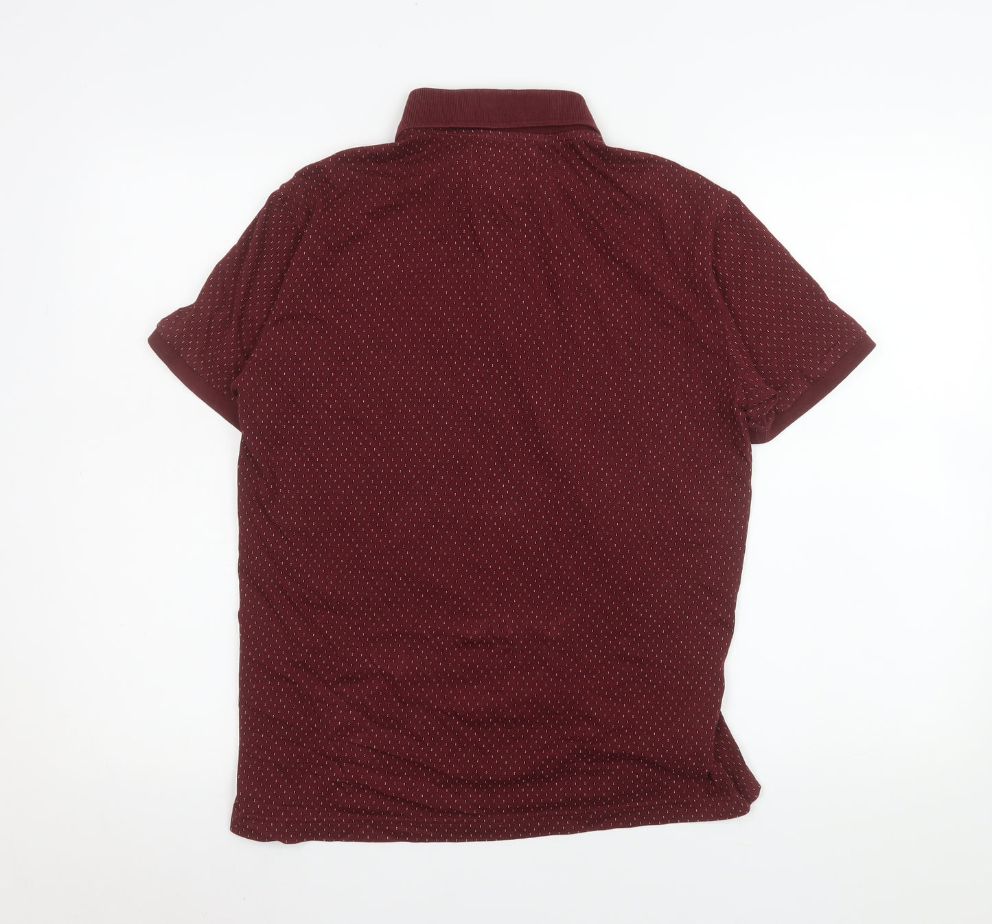Original Penguin Men's Red Geometric Cotton Polo Shirt Size S