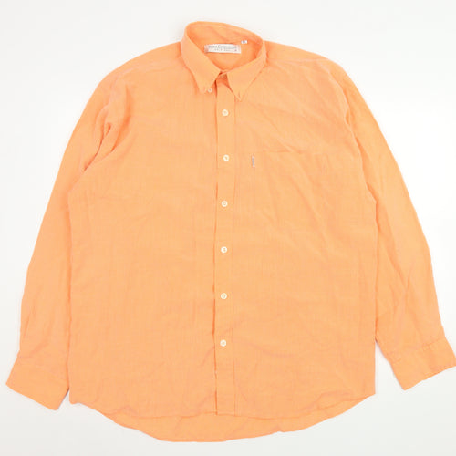 Heavy Construction Men’s Orange Check Cotton Button-Up Shirt XL