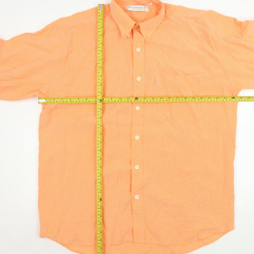 Heavy Construction Men’s Orange Check Cotton Button-Up Shirt XL