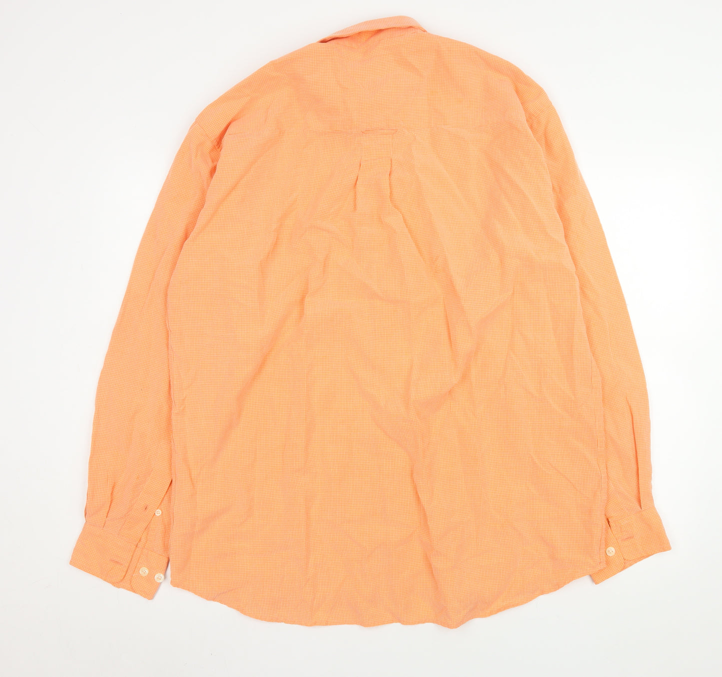 Heavy Construction Men’s Orange Check Cotton Button-Up Shirt XL