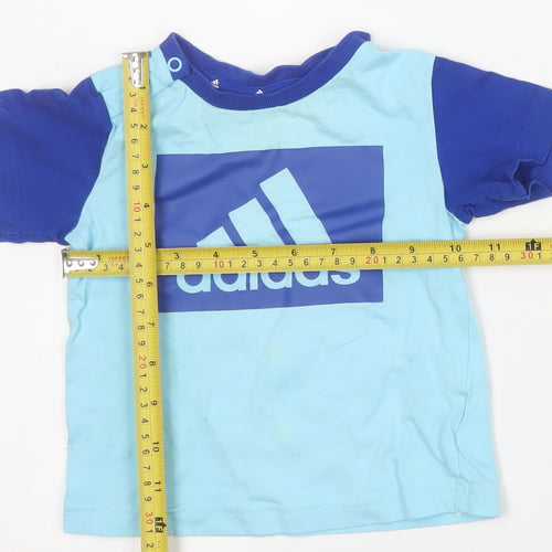 Adidas Unisex Baby Blue 6-9M Cotton Sports Shorts Set