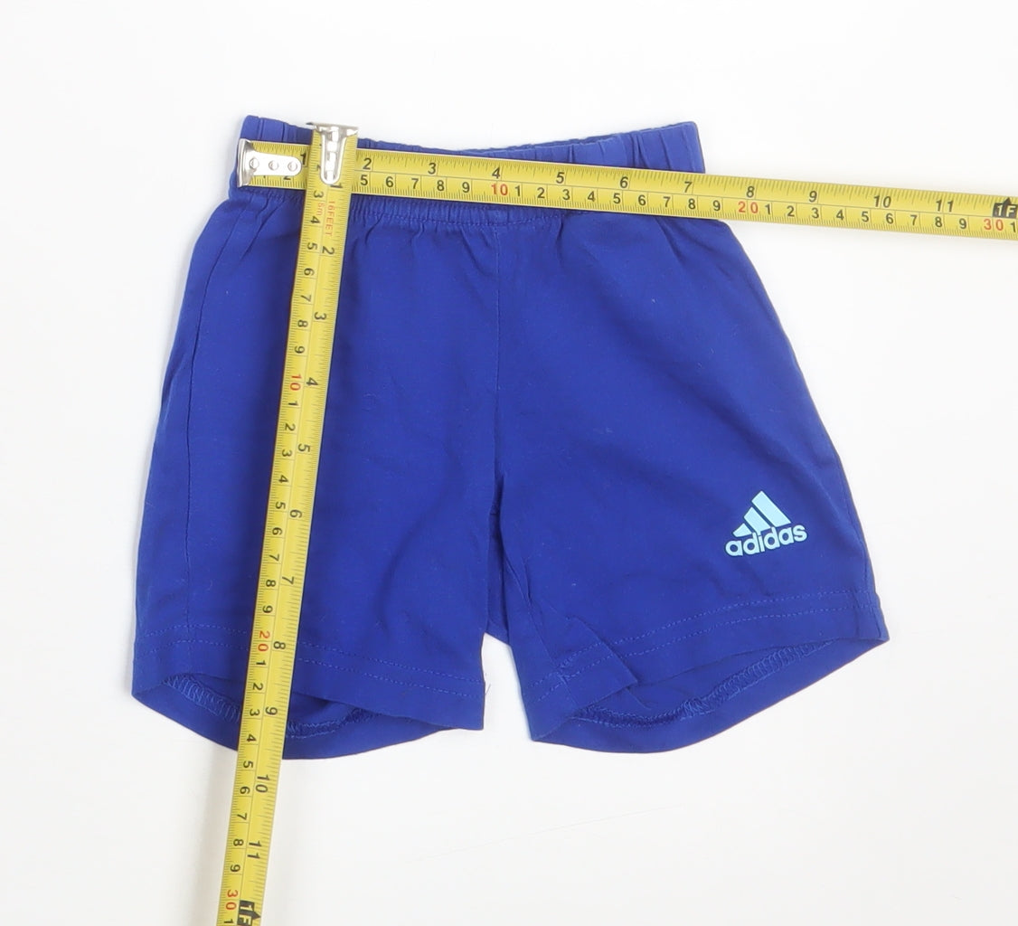 Adidas Unisex Baby Blue 6-9M Cotton Sports Shorts Set