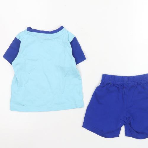 Adidas Unisex Baby Blue 6-9M Cotton Sports Shorts Set