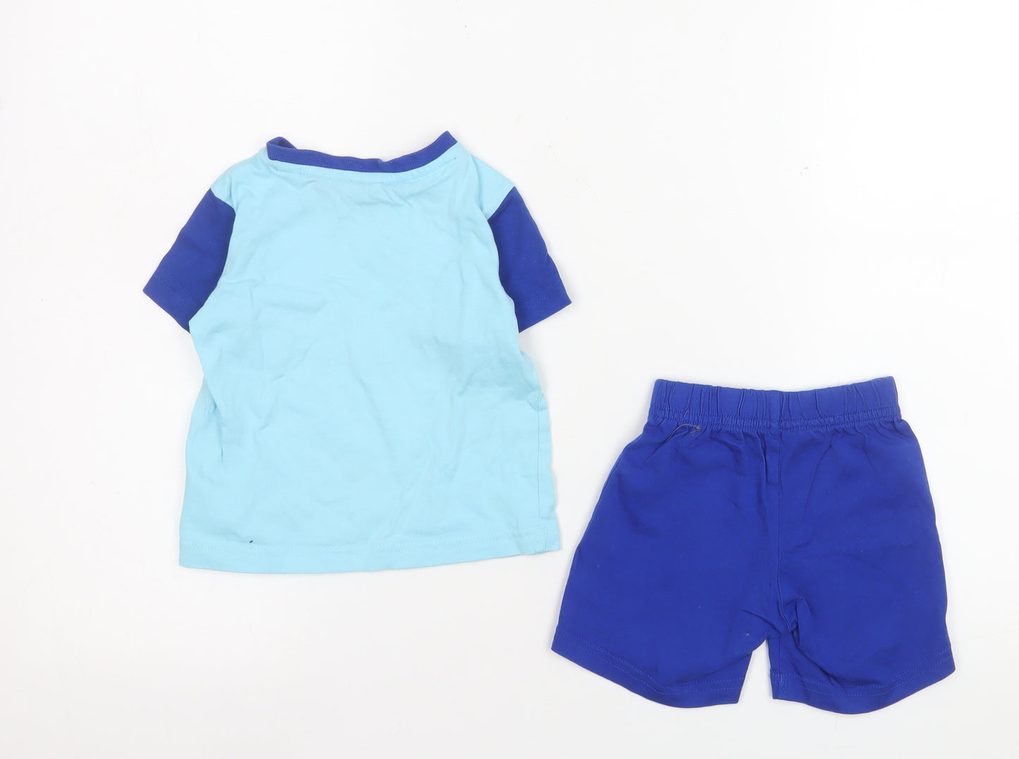 Adidas Unisex Baby Blue 6-9M Cotton Sports Shorts Set