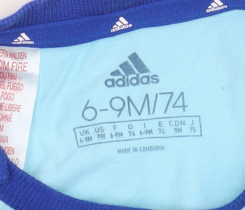 Adidas Unisex Baby Blue 6-9M Cotton Sports Shorts Set