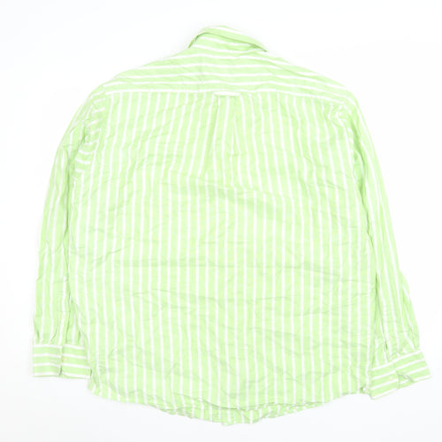 Lion of Porches Men’s Green Striped Cotton Long Sleeve Shirt XL