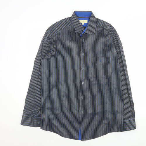 Daniel Grahame Men's Blue Striped Long Sleeve Button-Up Shirt Size M