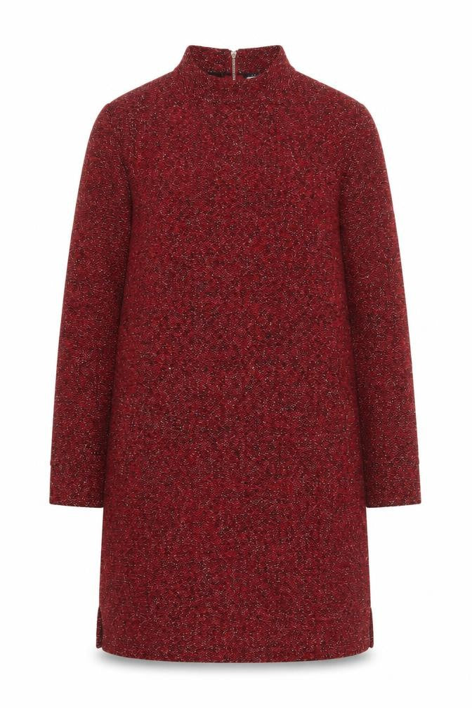 Paco Boutique Womens Red Knit Shift Dress Size 10 Long Sleeve Zip Back