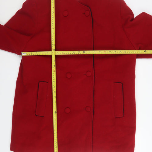 EWM Pure Classics Women Red Wool Blend Pea Coat Size 18