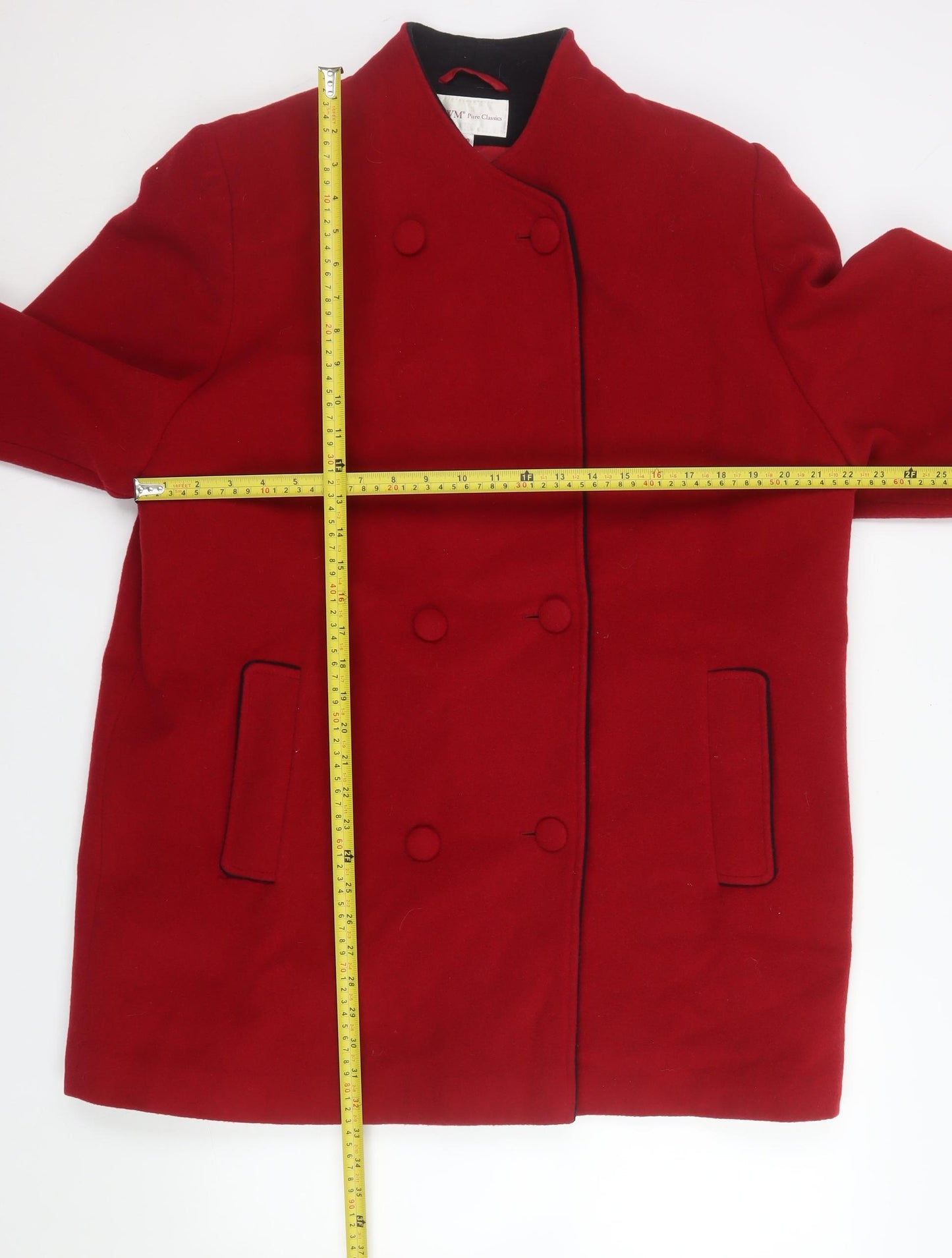 EWM Pure Classics Women Red Wool Blend Pea Coat Size 18