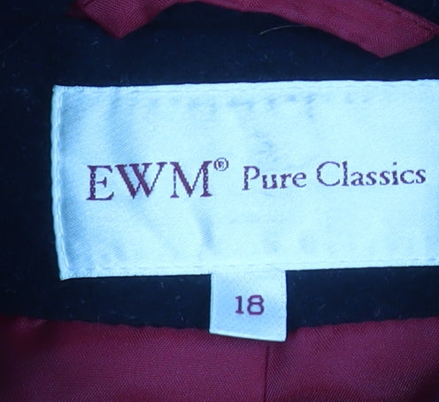 EWM Pure Classics Women Red Wool Blend Pea Coat Size 18