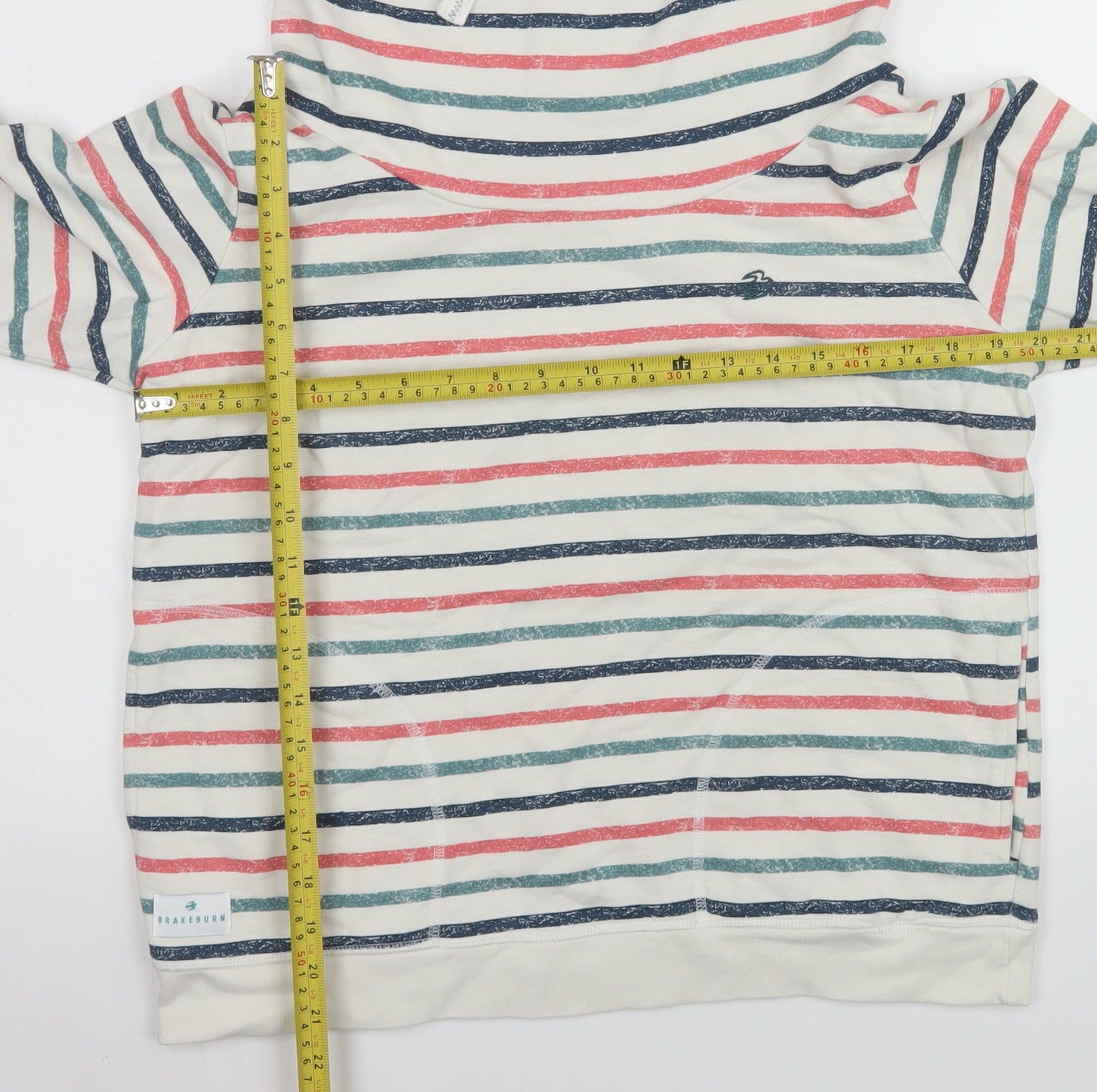 Brakeburn Womens Beige Striped Size 10 Pullover Sweatshirt