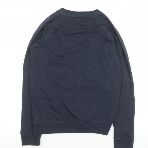 Jack Wills Women Navy Sweatshirt UK 8 Cotton Blend Logo Crew Neck