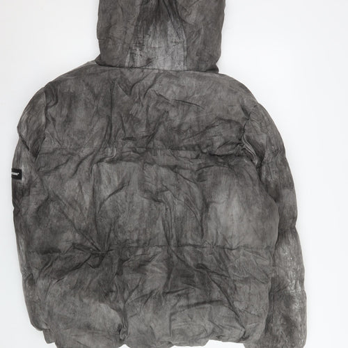 GOODFORNOTHING Men's Grey Puffer Jacket Hooded Size M Winter Coat