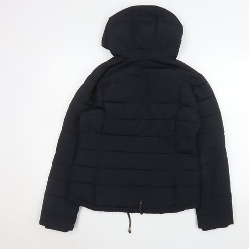 Topshop Women’s Black Puffer Jacket Hooded Size 10