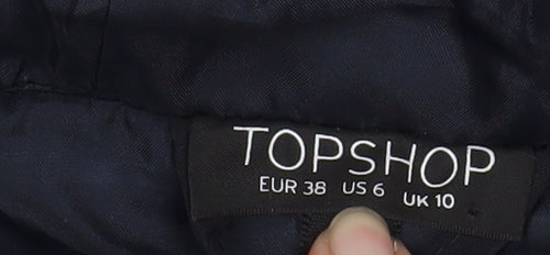 Topshop Women’s Black Puffer Jacket Hooded Size 10