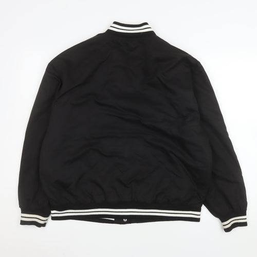 Primark Womens Black XS Varsity Jacket with Logo and Striped Trim