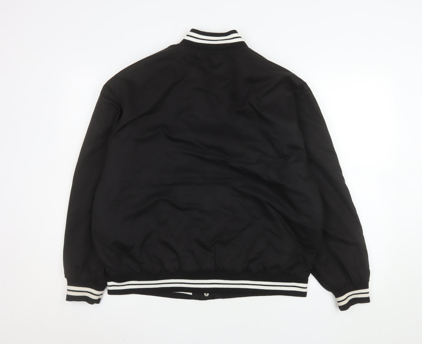 Primark Womens Black XS Varsity Jacket with Logo and Striped Trim
