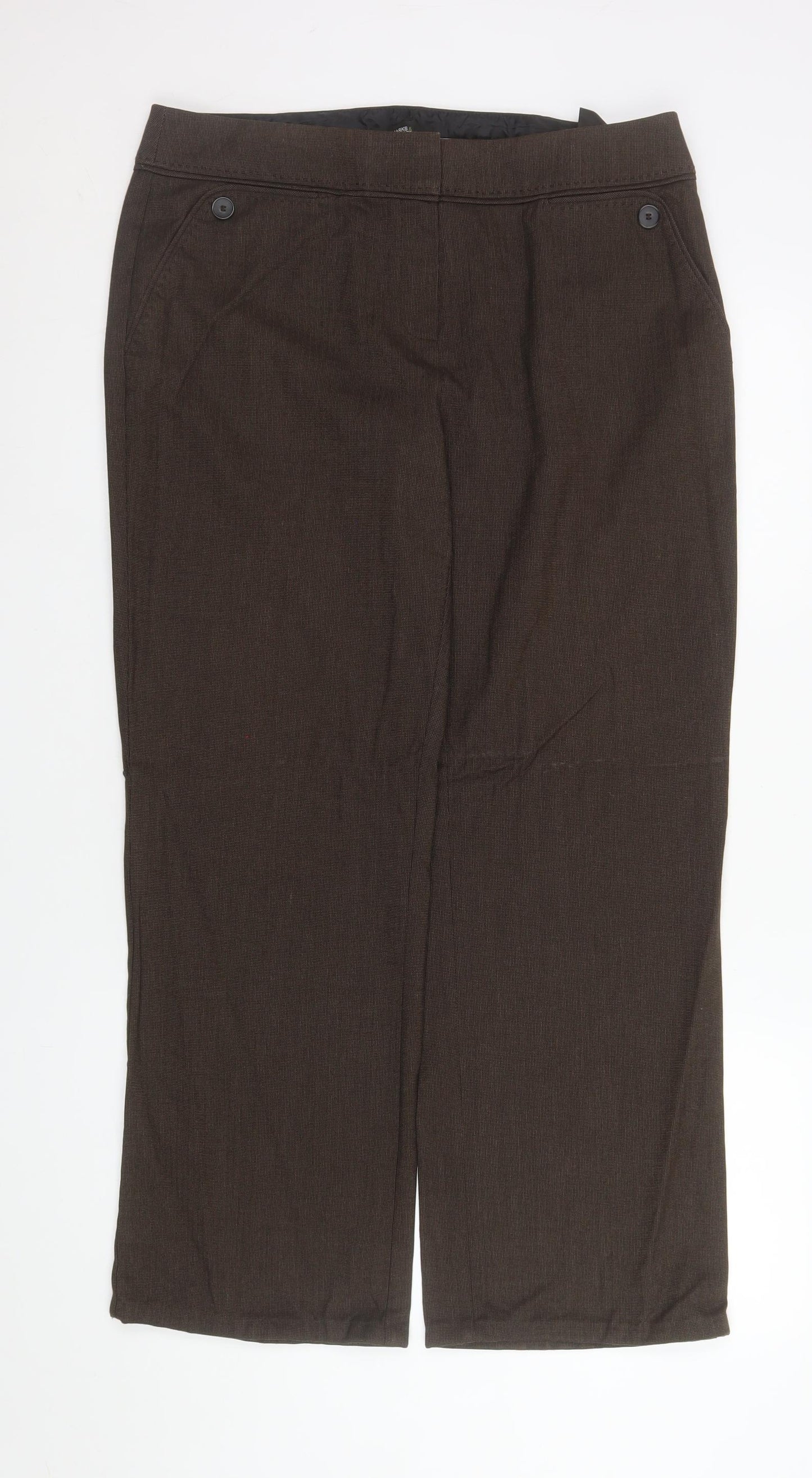 Marks and Spencer Men's Brown Straight Leg Trousers Size M
