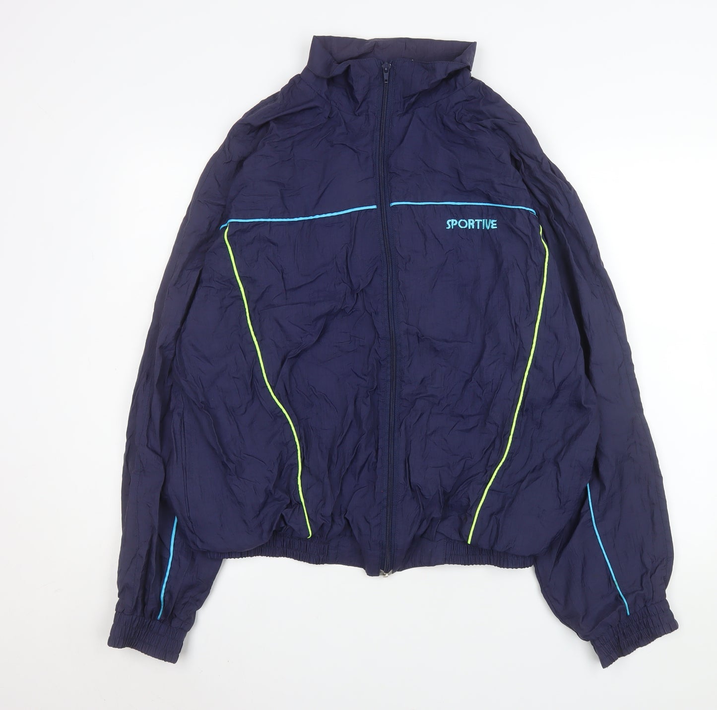 Sportive Men’s Blue Windbreaker Jacket L Lightweight Nylon