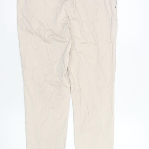 UNIQLO Womens Beige Cotton Blend Cropped Trousers M Elastic Waist