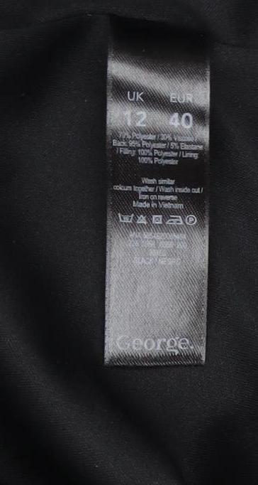 George Womens Black Regular Fit Mid-Length Blazer UK 12