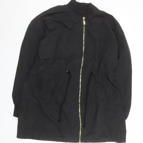 Boohoo Women’s Black Mid-Length Zip Parka Jacket Size M