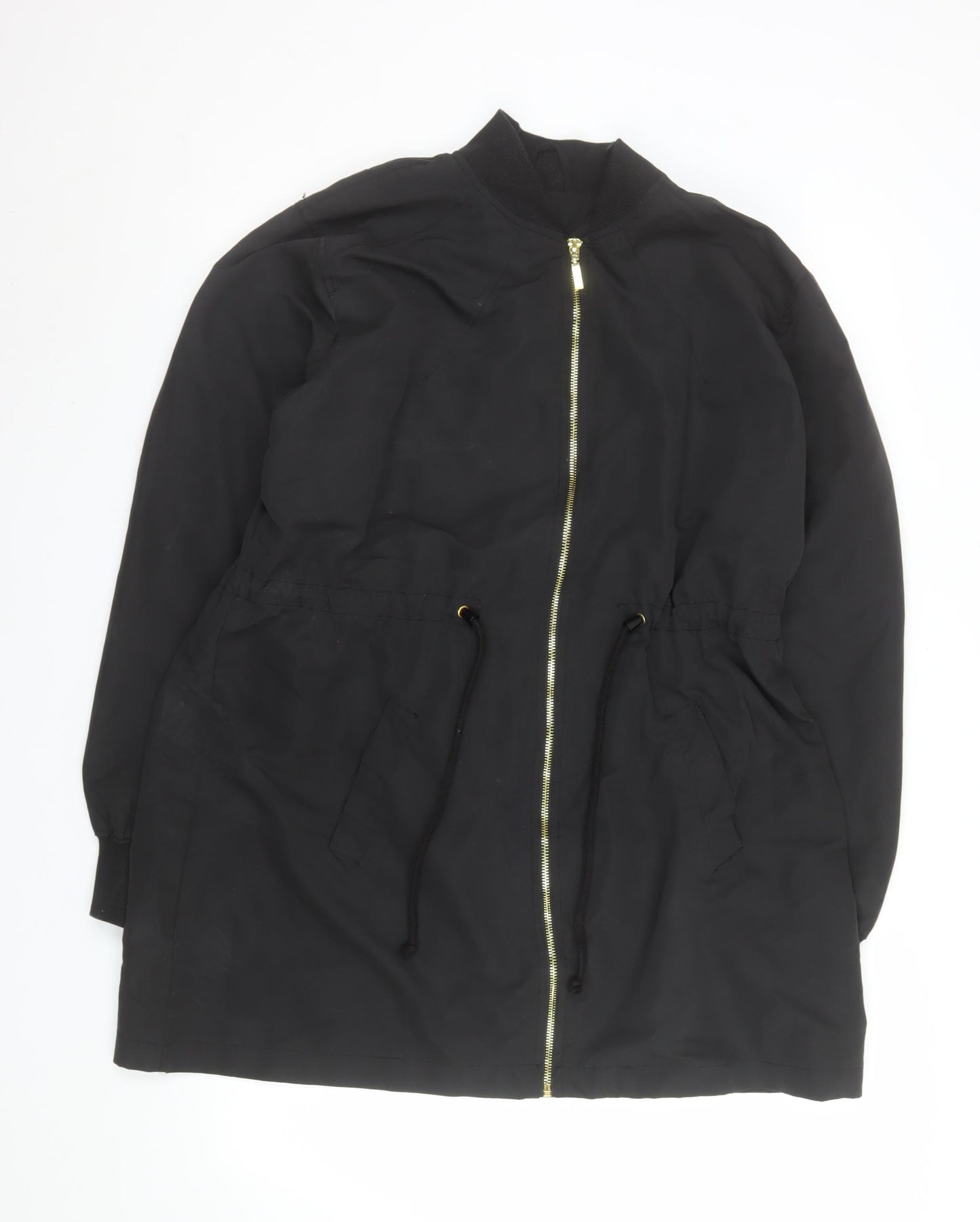 Boohoo Women’s Black Mid-Length Zip Parka Jacket Size M
