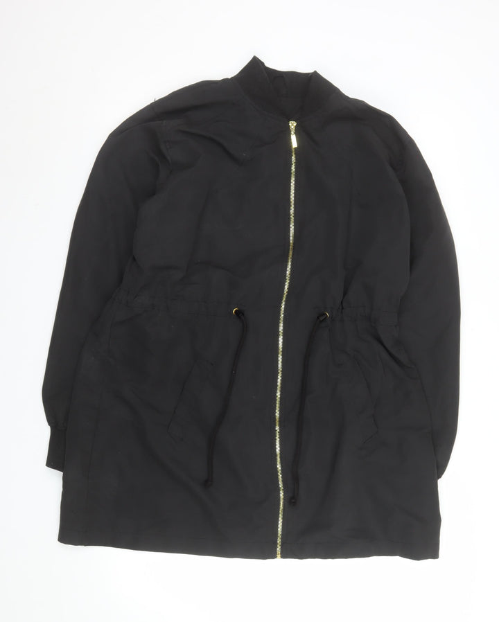 Boohoo Women’s Black Mid-Length Zip Parka Jacket Size M
